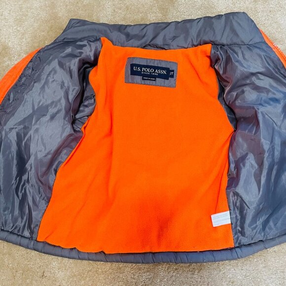 U.S. Polo Association Boys Winter Coat- Gray and Orange Polo Coat/Jacket Size 2T - Picture 5 of 9